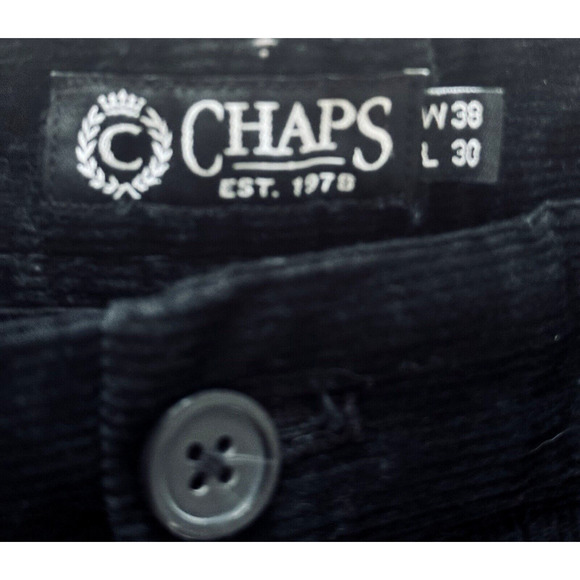 CHAPS MEN'S BLACK CORDUROY STRAIGHT LEG PANTS SIZE 38X30 - Picture 5 of 11